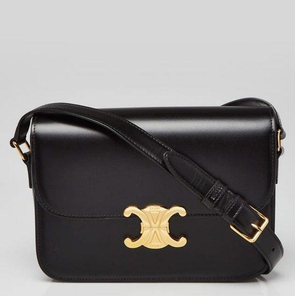 New! MSRP $4250 Authentic CELINE CLASSIQUE TRIOMPHE BAG IN BLACK Shiny Calfskin - Picture 9 of 16
